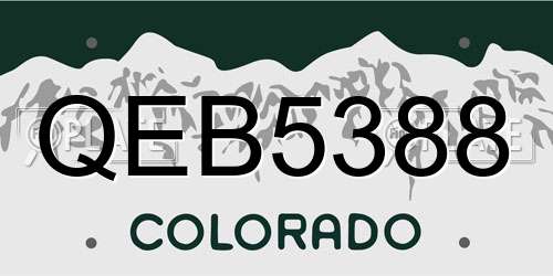 QEB5388 Colorado License Plate
