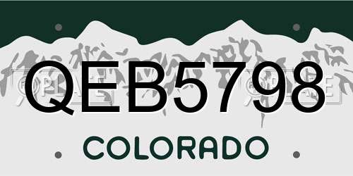 QEB5798 Colorado License Plate
