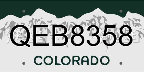 QEB8358 Colorado License Plate