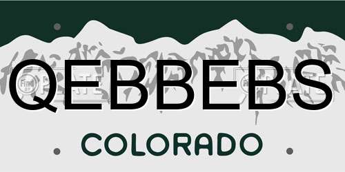 QEBBEBS Colorado License Plate