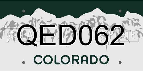 QED062 Colorado License Plate