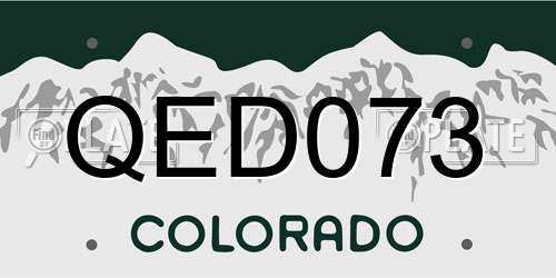 QED073 Colorado License Plate