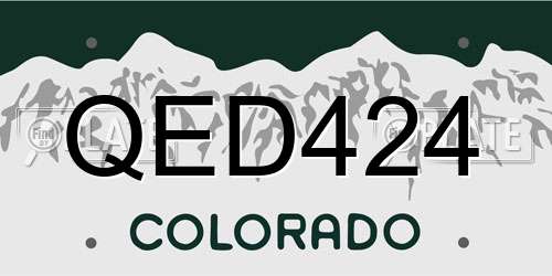 QED424 Colorado License Plate