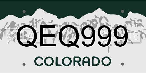QEQ999 Colorado License Plate