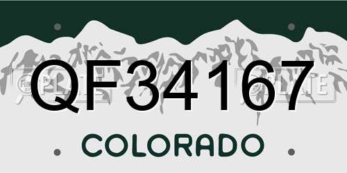 QF34167 Colorado License Plate