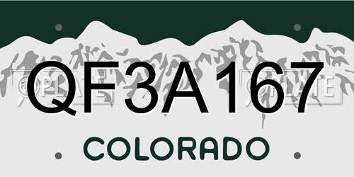 QF3A167 Colorado License Plate