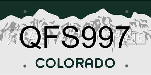 QFS997 Colorado License Plate