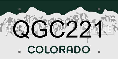 QGC221 Colorado License Plate