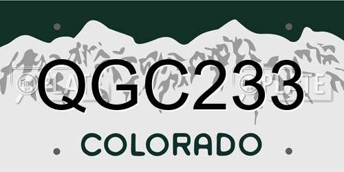 QGC233 Colorado License Plate