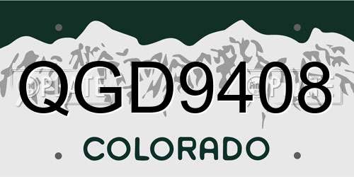 QGD9408 Colorado License Plate