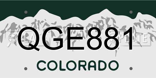 QGE881 Colorado License Plate