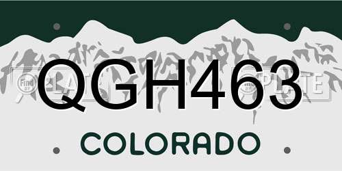 QGH463 Colorado License Plate
