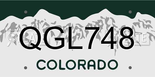 QGL748 Colorado License Plate
