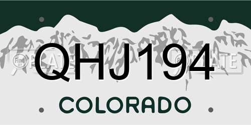 QHJ194 Colorado License Plate