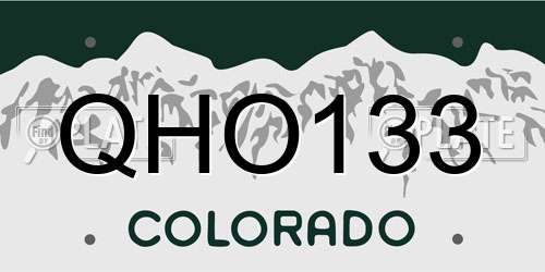 QHO133 Colorado License Plate