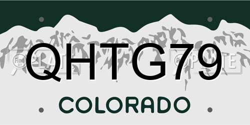 QHTG79 Colorado License Plate
