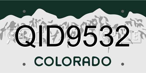 QID9532 Colorado License Plate