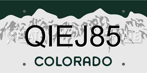 QIEJ85 Colorado License Plate