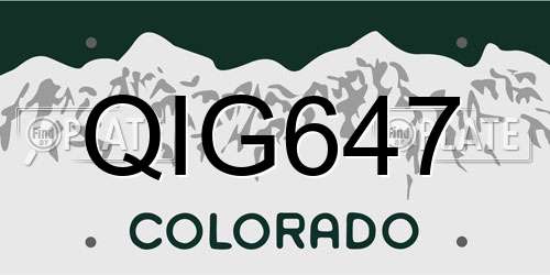 QIG647 Colorado License Plate