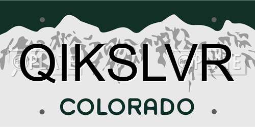 QIKSLVR Colorado License Plate