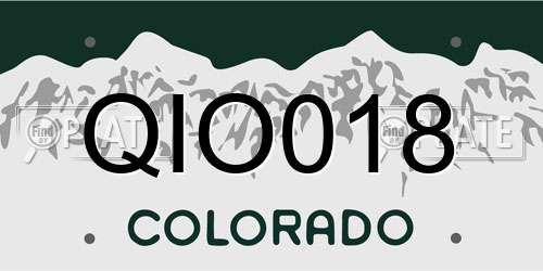 QIO018 Colorado License Plate