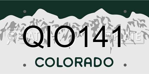 QIO141 Colorado License Plate