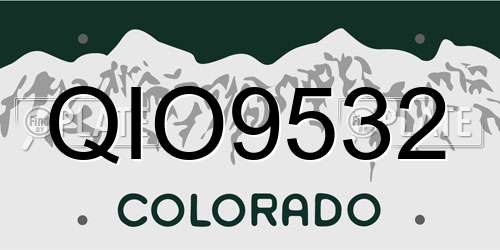 QIO9532 Colorado License Plate