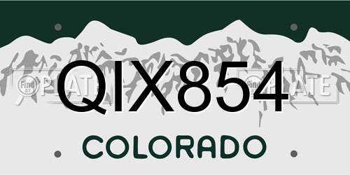 QIX854 Colorado License Plate