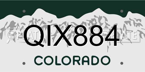 QIX884 Colorado License Plate