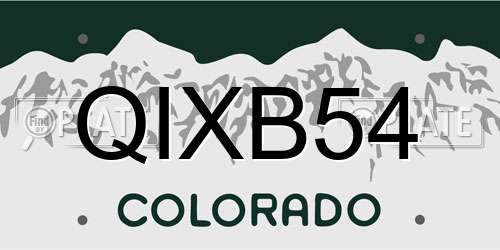 QIXB54 Colorado License Plate