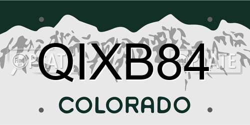 QIXB84 Colorado License Plate