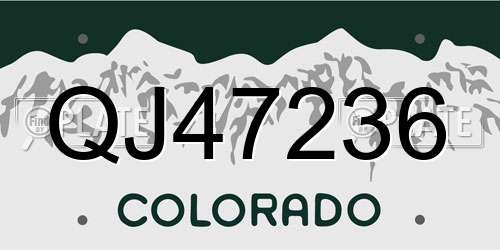 QJ47236 Colorado License Plate