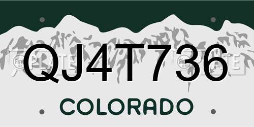 QJ4T736 Colorado License Plate
