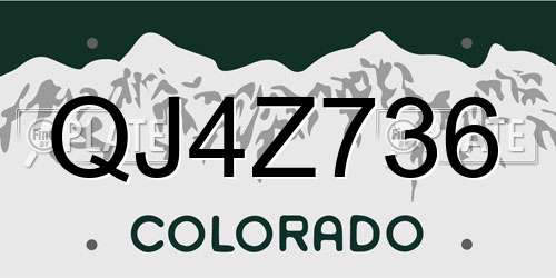 QJ4Z736 Colorado License Plate