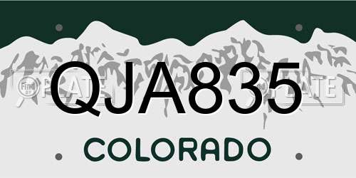QJA835 Colorado License Plate