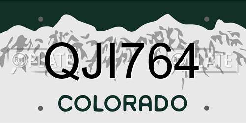 QJI764 Colorado License Plate
