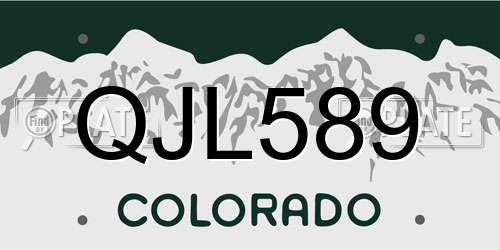 QJL589 Colorado License Plate