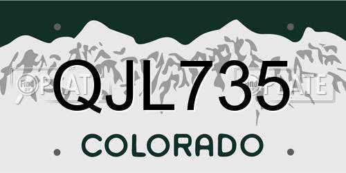 QJL735 Colorado License Plate