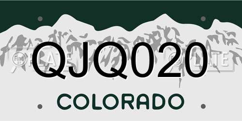 QJQ020 Colorado License Plate