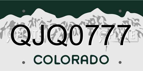 QJQ0777 Colorado License Plate