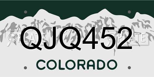 QJQ452 Colorado License Plate