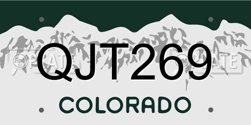 QJT269 Colorado License Plate