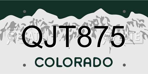 QJT875 Colorado License Plate