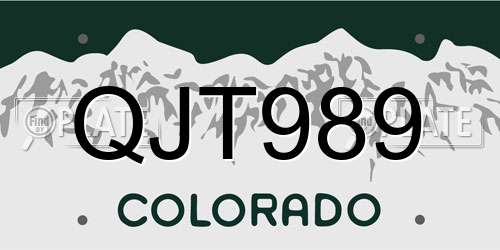 QJT989 Colorado License Plate