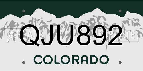 QJU892 Colorado License Plate