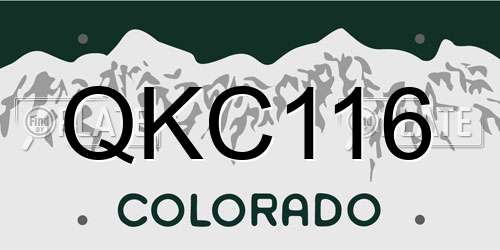QKC116 Colorado License Plate