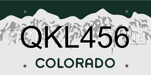 QKL456 Colorado License Plate