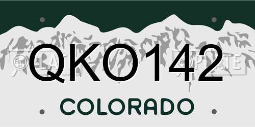 QKO142 Colorado License Plate