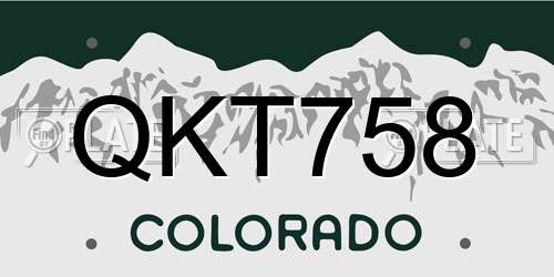 QKT758 Colorado License Plate