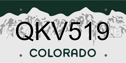 QKV519 Colorado License Plate